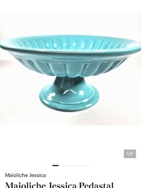 Turquoise Ceramic Pedestal Bowl
